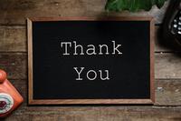 thank you written on a blackboard  